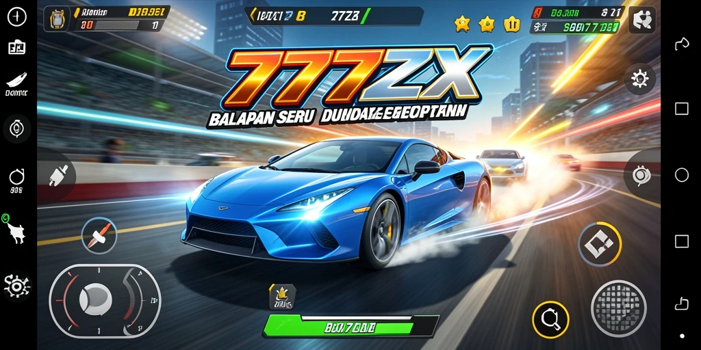 Screenshot gameplay dari 777ZX menampilkan balapan seru dengan grafik menakjubkan.