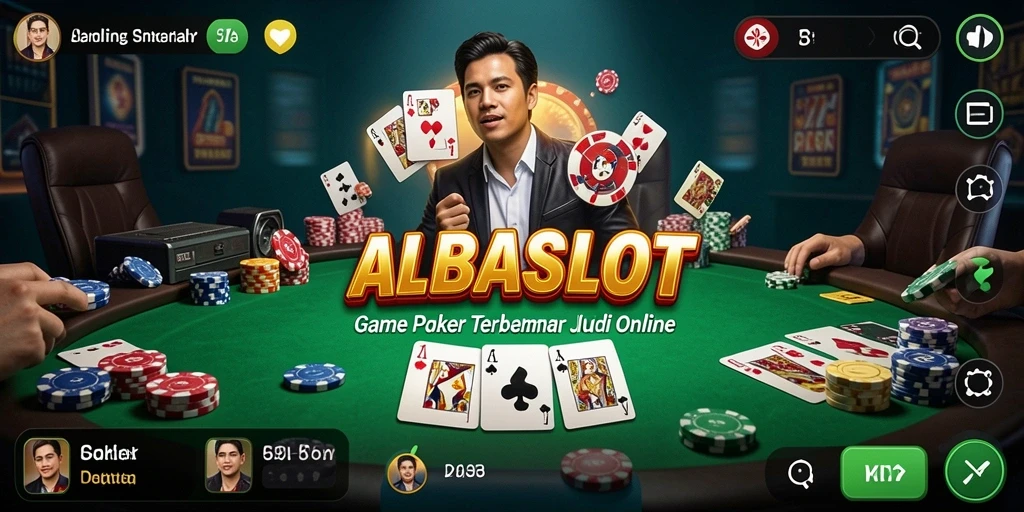 Tampilan gameplay seru dari ALBASLOT dengan suasana poker yang nyata.