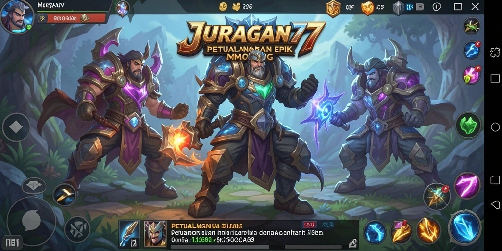 Tangkapan layar utama JURAGAN77 menampilkan aksi seru dalam pertarungan MMORPG.