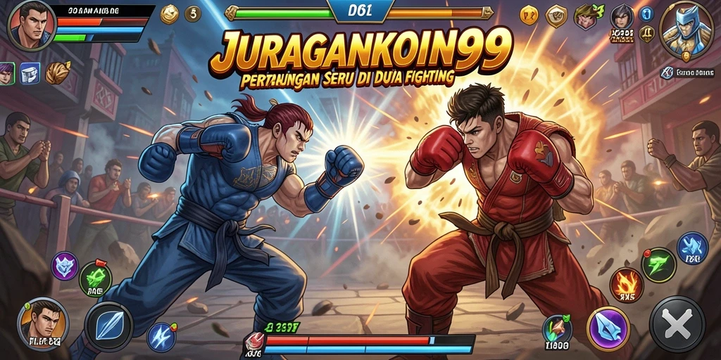 Tampilan gameplay seru di JURAGANKOIN99 dengan aksi bertarung mendebarkan.