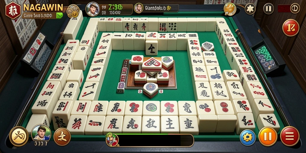 Screenshot gameplay NAGAWIN menunjukkan keseruan permainan Mahjong.