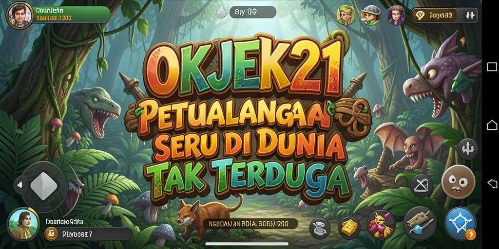 Tangkapan layar utama OKJEK21 menampilkan karakter dalam aksi petualangan seru.