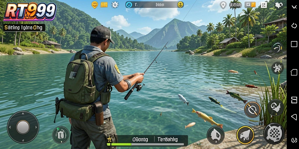 Tampilan gameplay RT99 yang menampilkan pengalaman memancing yang seru.