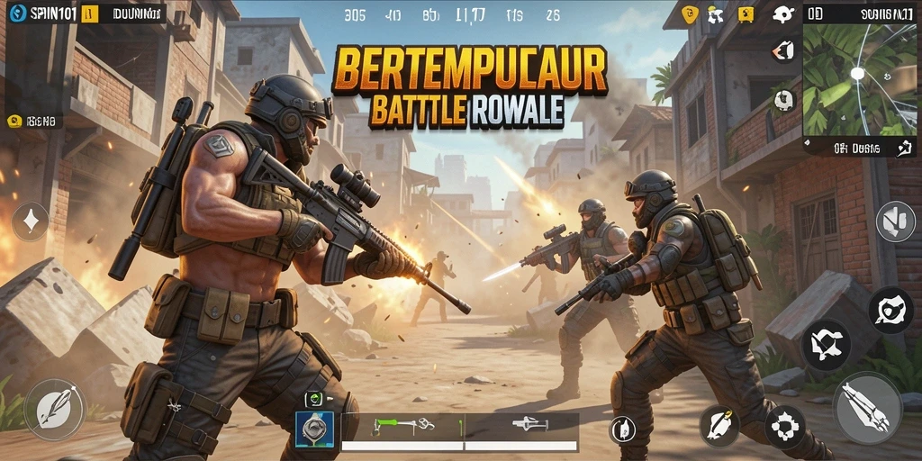 Screenshot gameplay SPIN101 yang menunjukkan intensitas pertempuran Battle Royale.