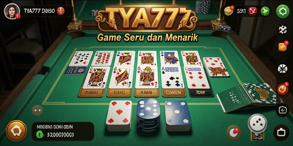 Gambaran layar utama TYA777 dengan gameplay Domino yang menarik.
