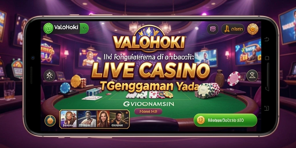 Screenshot gameplay VALOHOKI menampilkan dealer profesional dan atmosfer Live Casino yang mendebarkan.