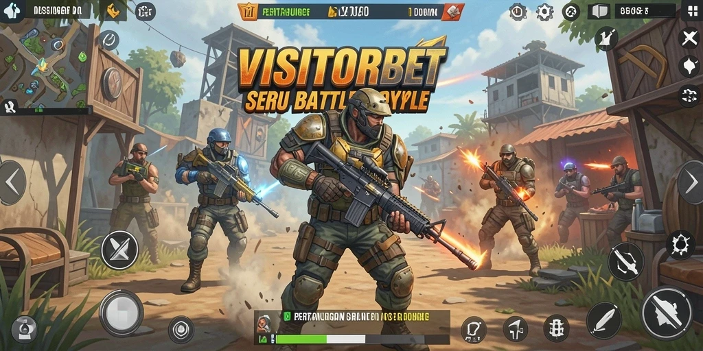 Tampilan gameplay seru dalam VISITORBET di arena Battle Royale.