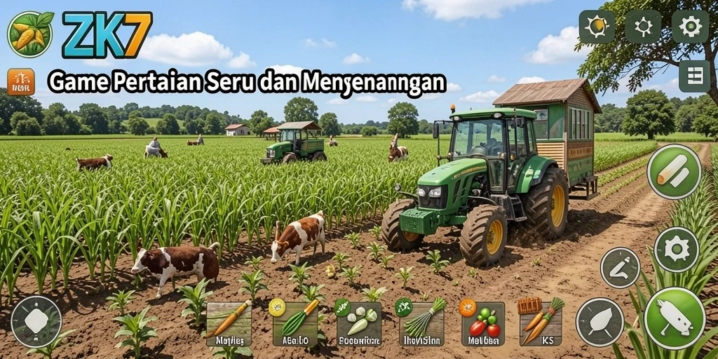 Tampilan screenshot ZK7 menampilkan aktivitas pertanian yang seru.